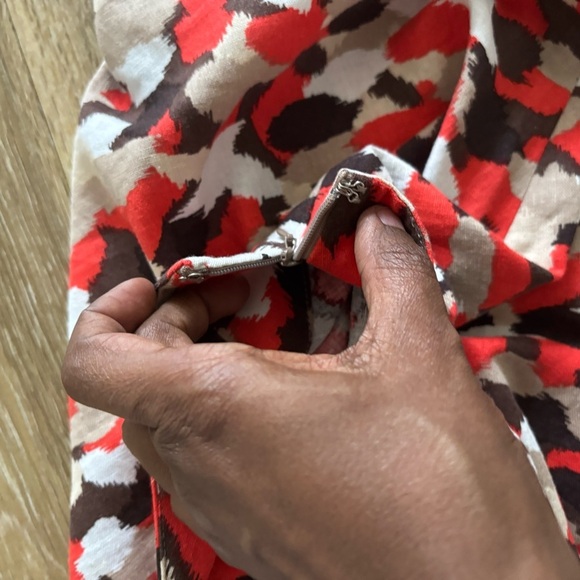 Cato Skirt women’s Flowy A-Line Midi Skirt Bold Abstract Print Red Black Neutral - Picture 5 of 5